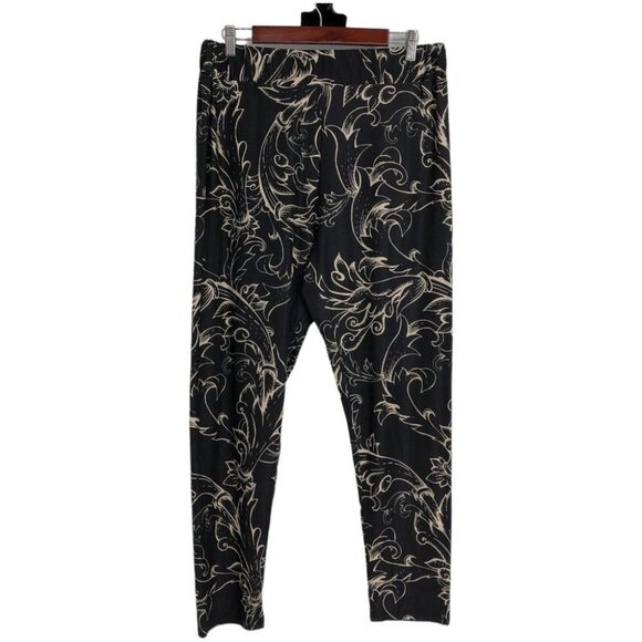 Relevate Designs Black & tan Baroque Abstract Pattern Leggings Stretchy size 1x - Picture 13 of 13